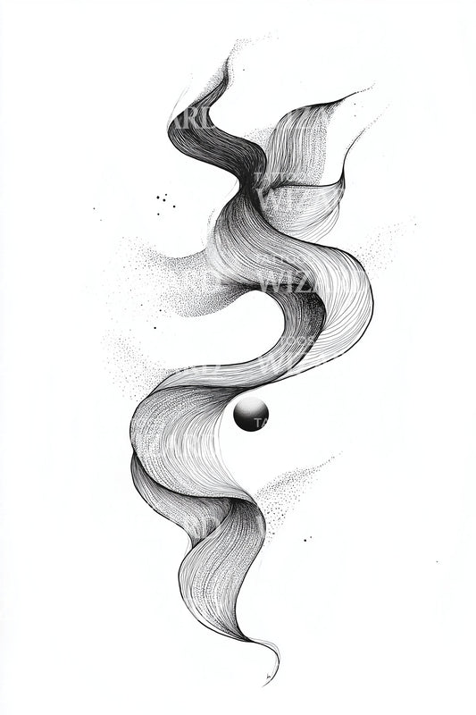 Smoky Ribbon Flow Tattoo Design