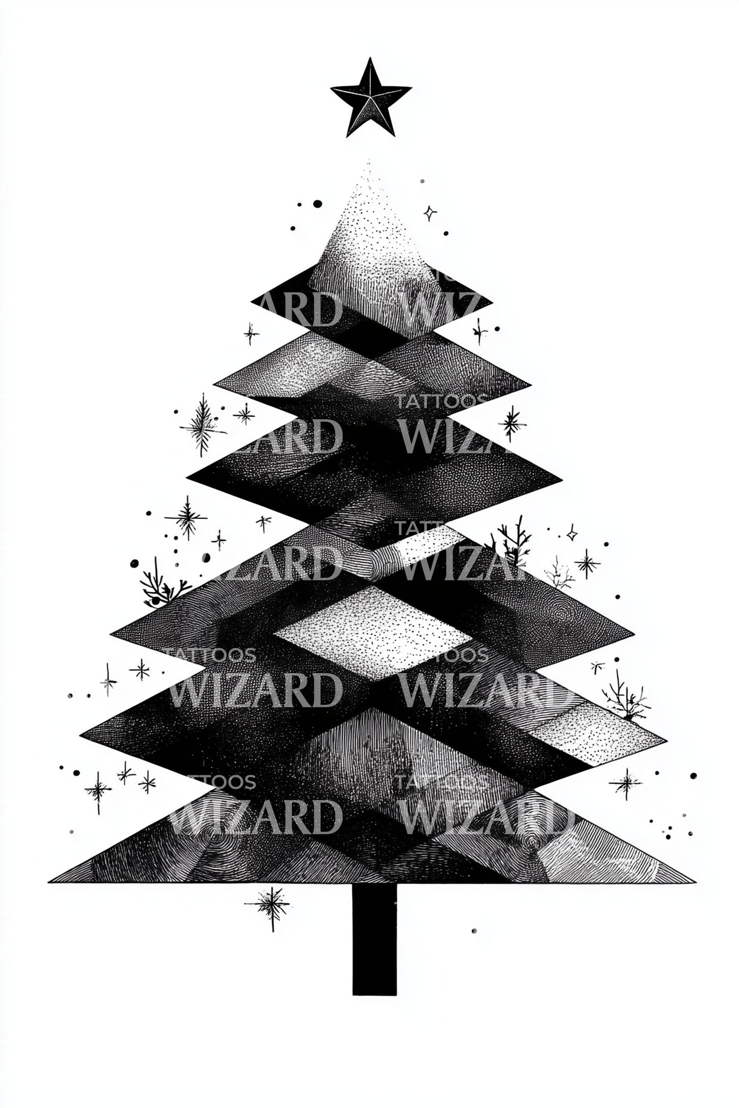 Smoky Shadow Christmas Tree Tattoo Design