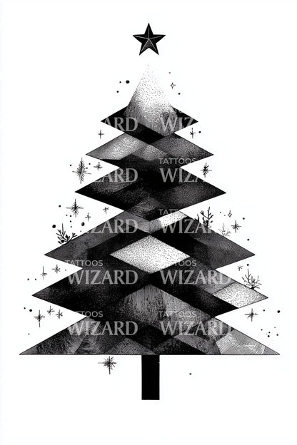 Smoky Shadow Christmas Tree Tattoo Design