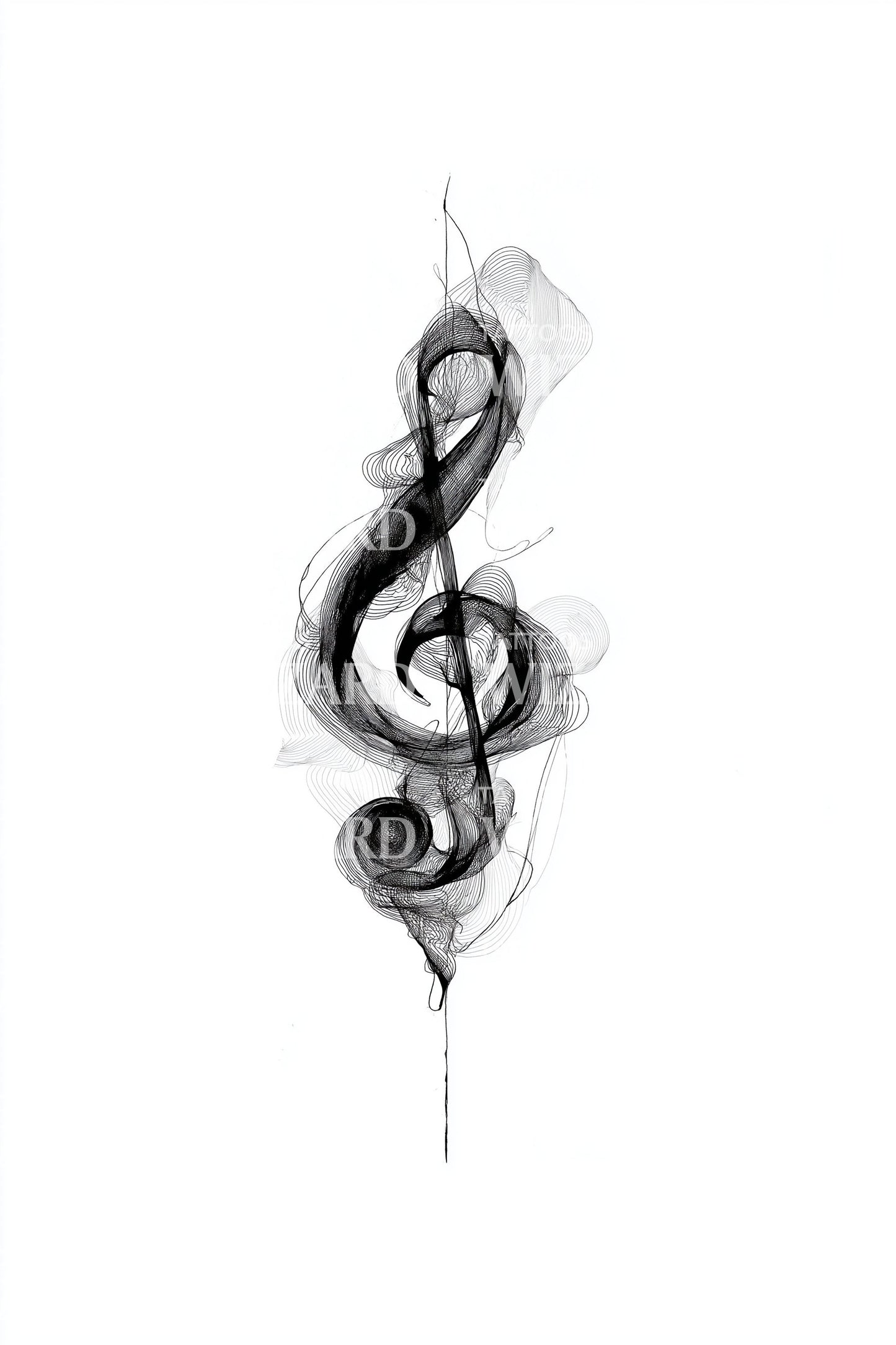 Smoky Treble Clef Tattoo Design