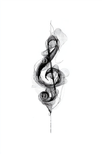 Smoky Treble Clef Tattoo Design