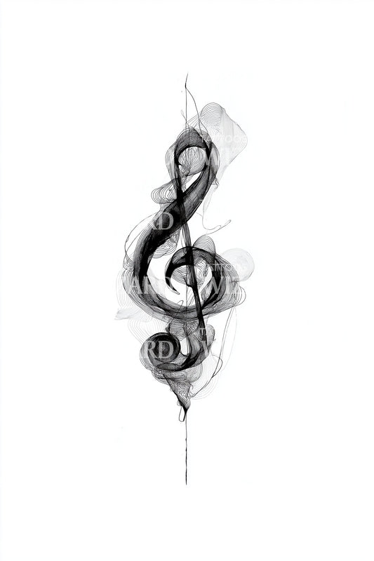 Smoky Treble Clef Tattoo Design