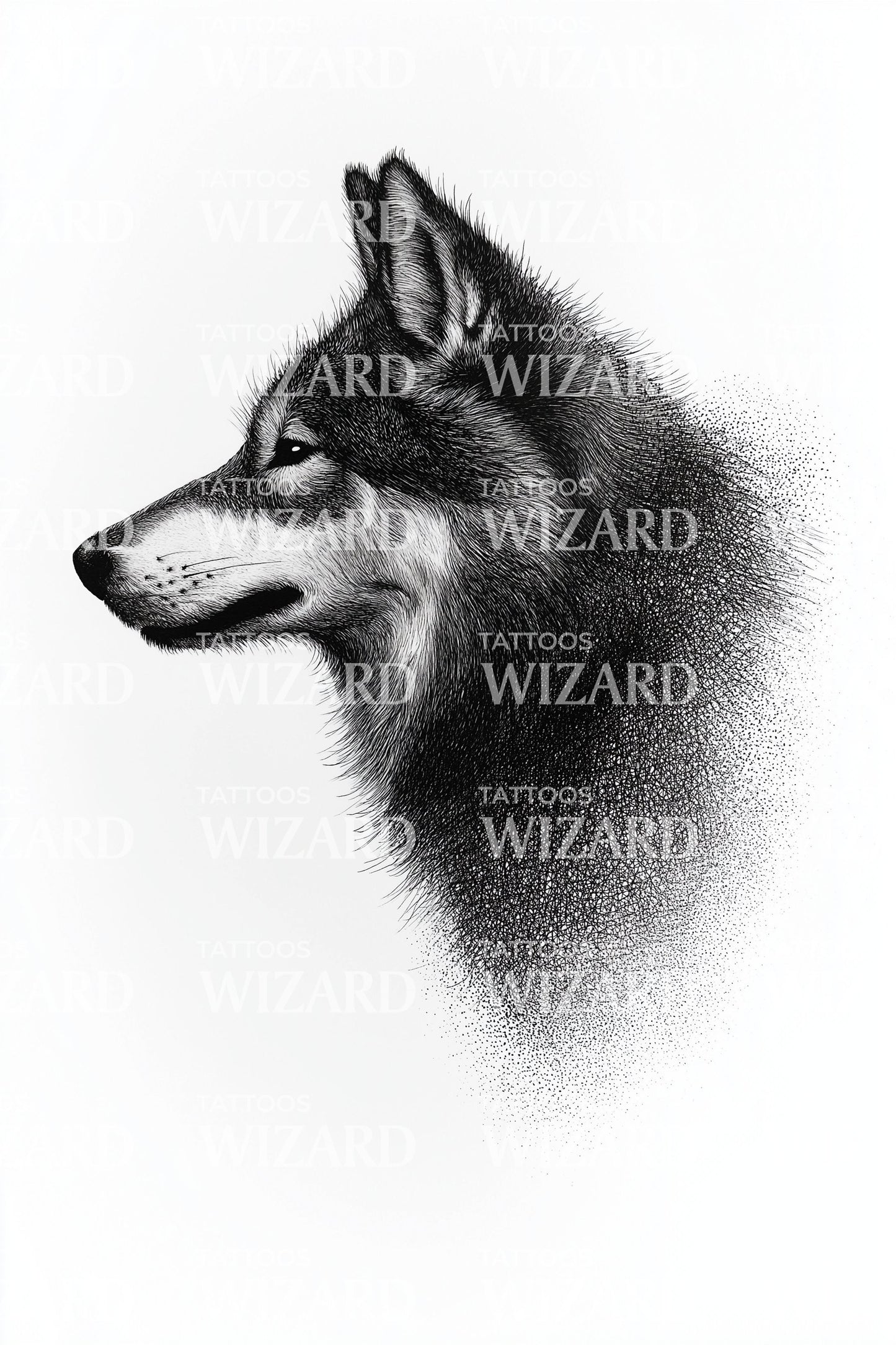 Smoky Wolf Silhouette Tattoo Design