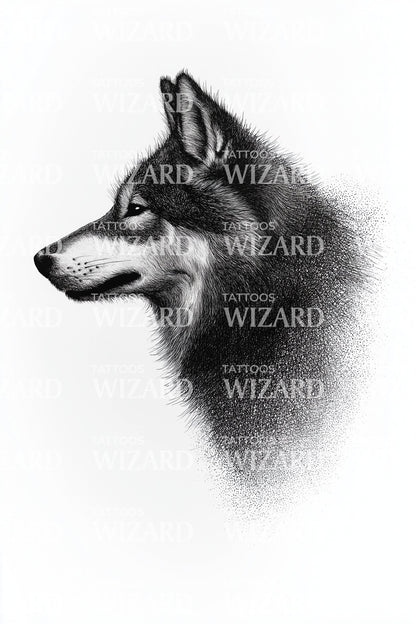 Smoky Wolf Silhouette Tattoo Design