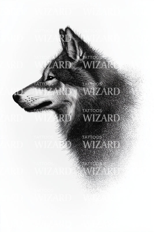 Smoky Wolf Silhouette Tattoo Design