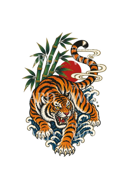 Tato Harimau dan Bambu Gaya Jepang