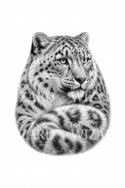 Snow Leopard Curled Tail Tattoo Idea