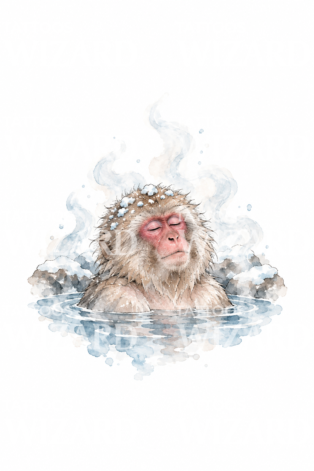 Tatouage aquarelle d’un macaque japonais dans un onsen