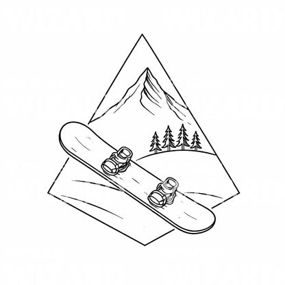 Snowboard Mountain Tattoo Design