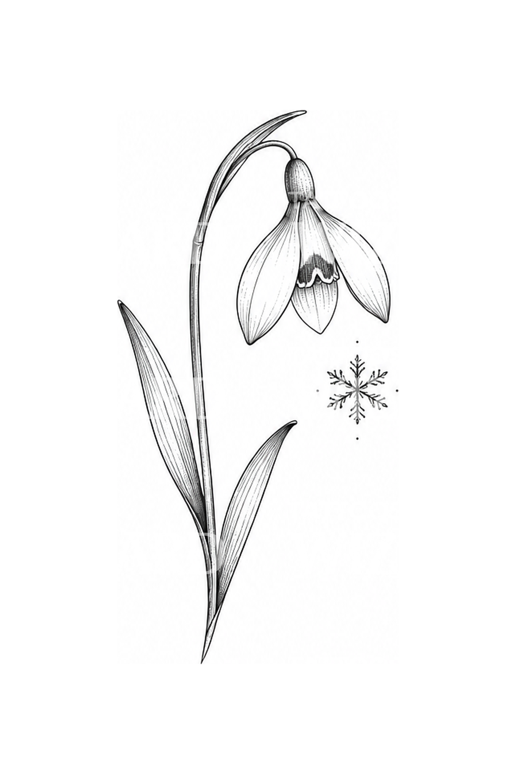 Snowdrop with Tiny Snowflake Tattoo Idea