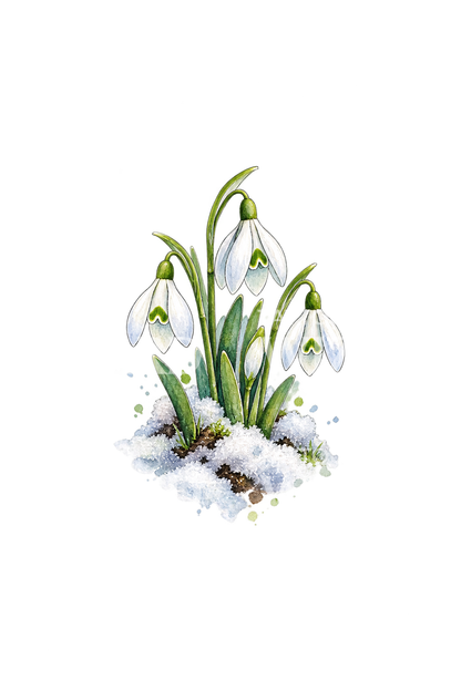 Aquarell-Tattoo: Schneeglöckchen durch schmelzenden Schnee