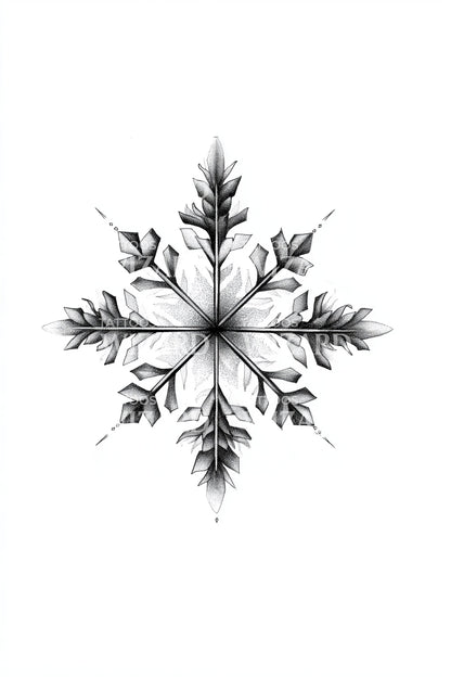 Design tatuaggio stella bussola fiocco di neve