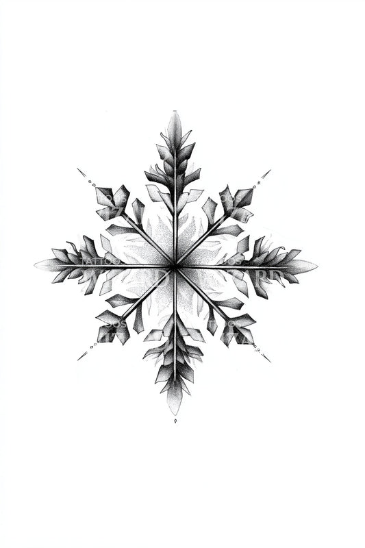 Design tatuaggio stella bussola fiocco di neve