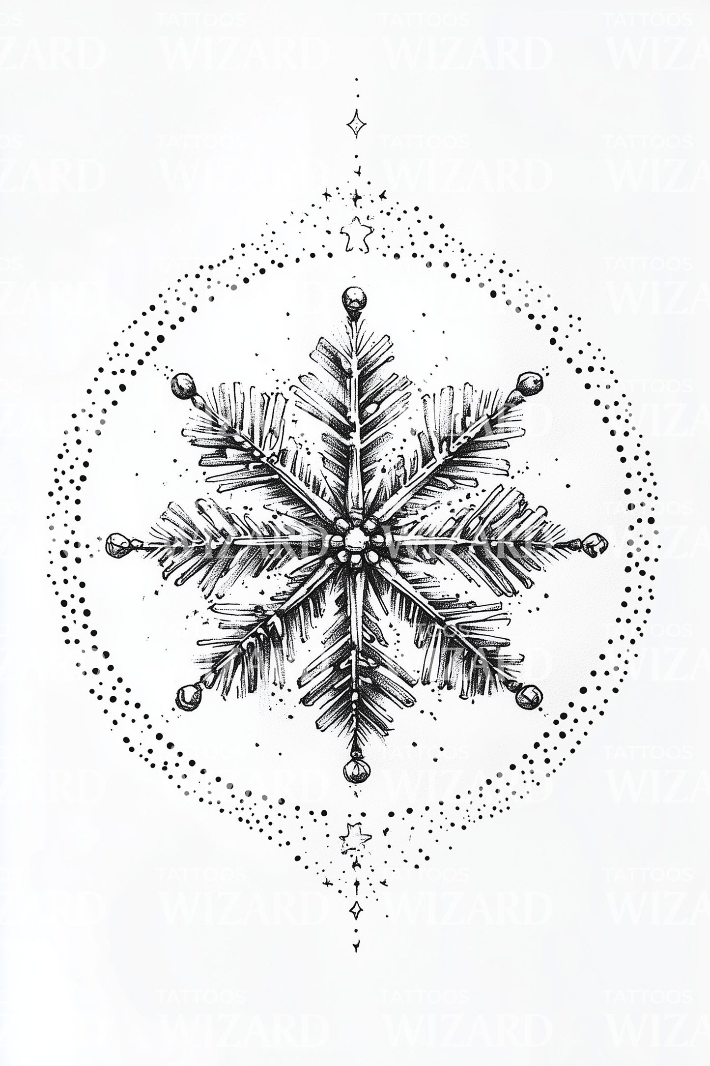Snowflake Mandala Ornament Tattoo Illustration
