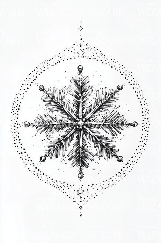 Snowflake Mandala Ornament Tattoo Illustration