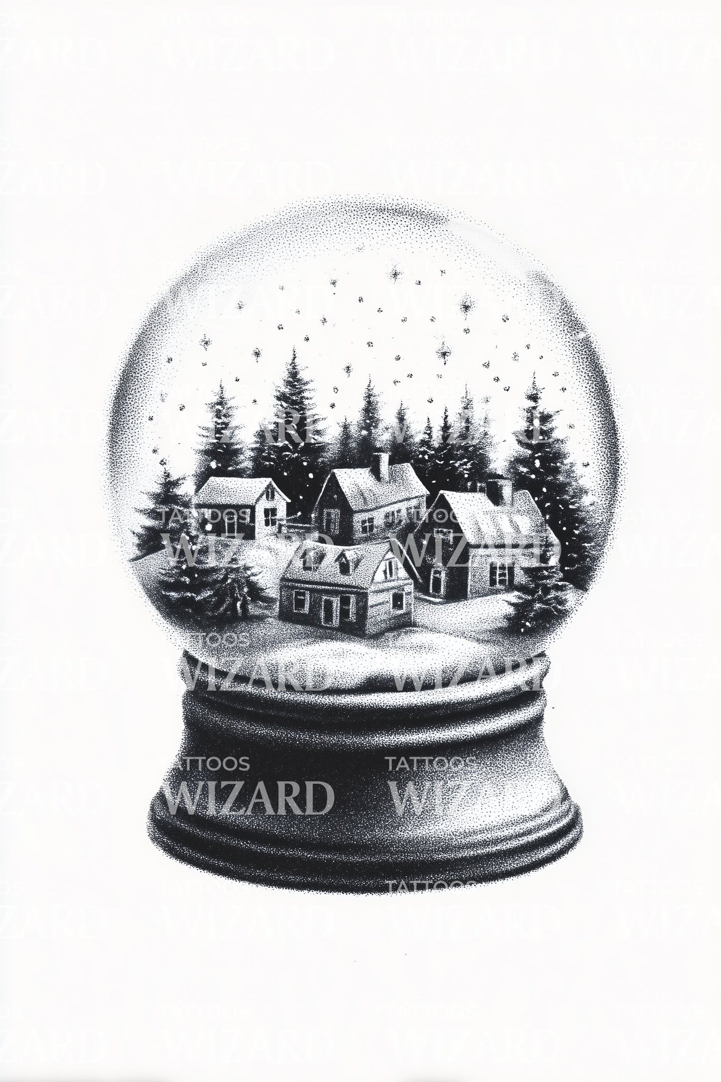 Snowglobe Village Tattoo Design
