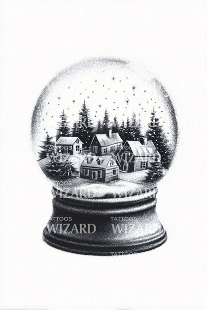 Snowglobe Village Tattoo Design