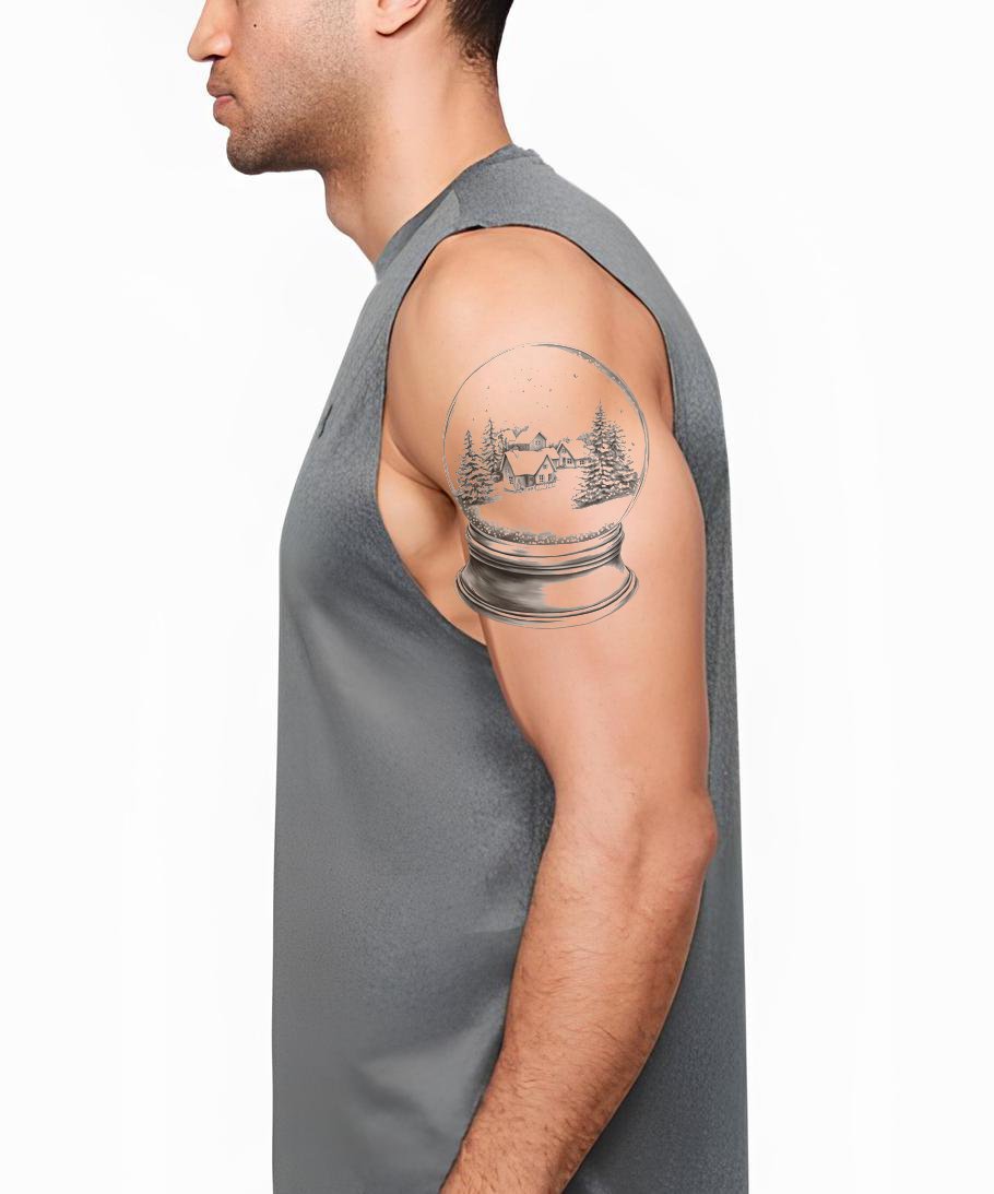 Vintage Snowglobe Tattoo Illustration
