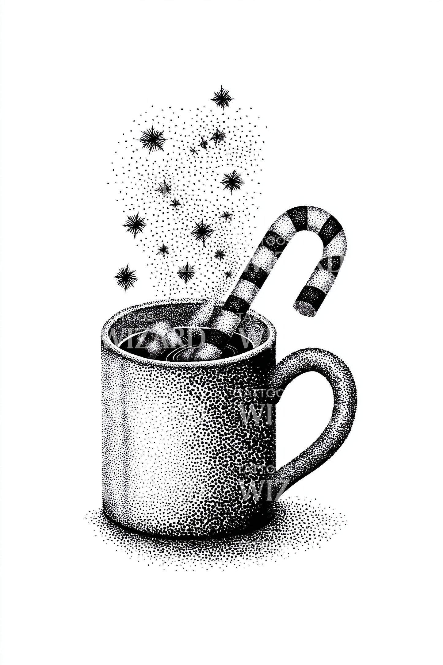 Snowy Cocoa Cup Tattoo Illustration