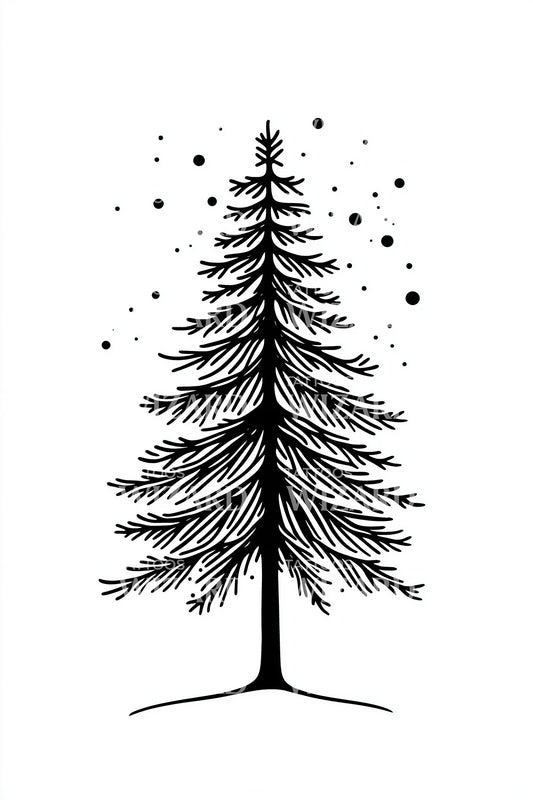 Snowy Fir Tree Tattoo Illustration