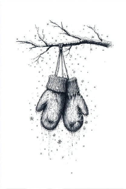 Snowy Knitted Mittens Tattoo Design