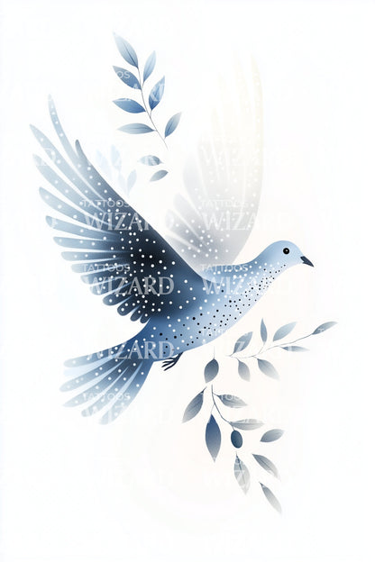 翱翔的蔚蓝鸽子纹身插图