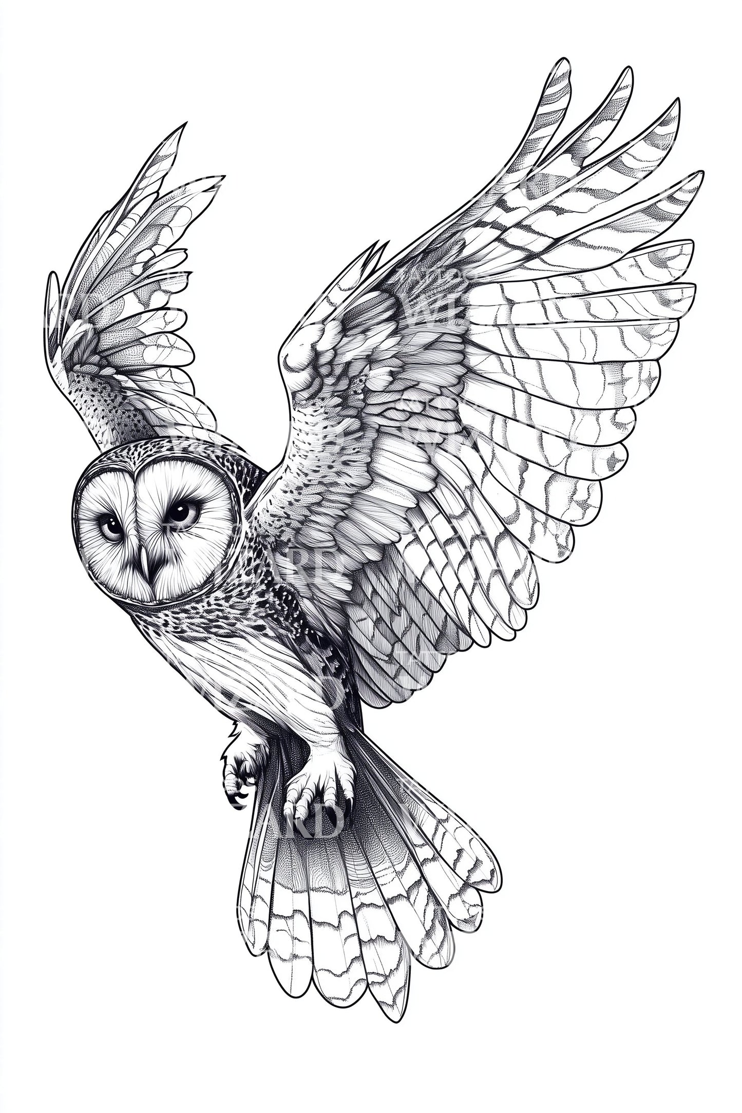 Soaring Owl Sketch Tattoo Design