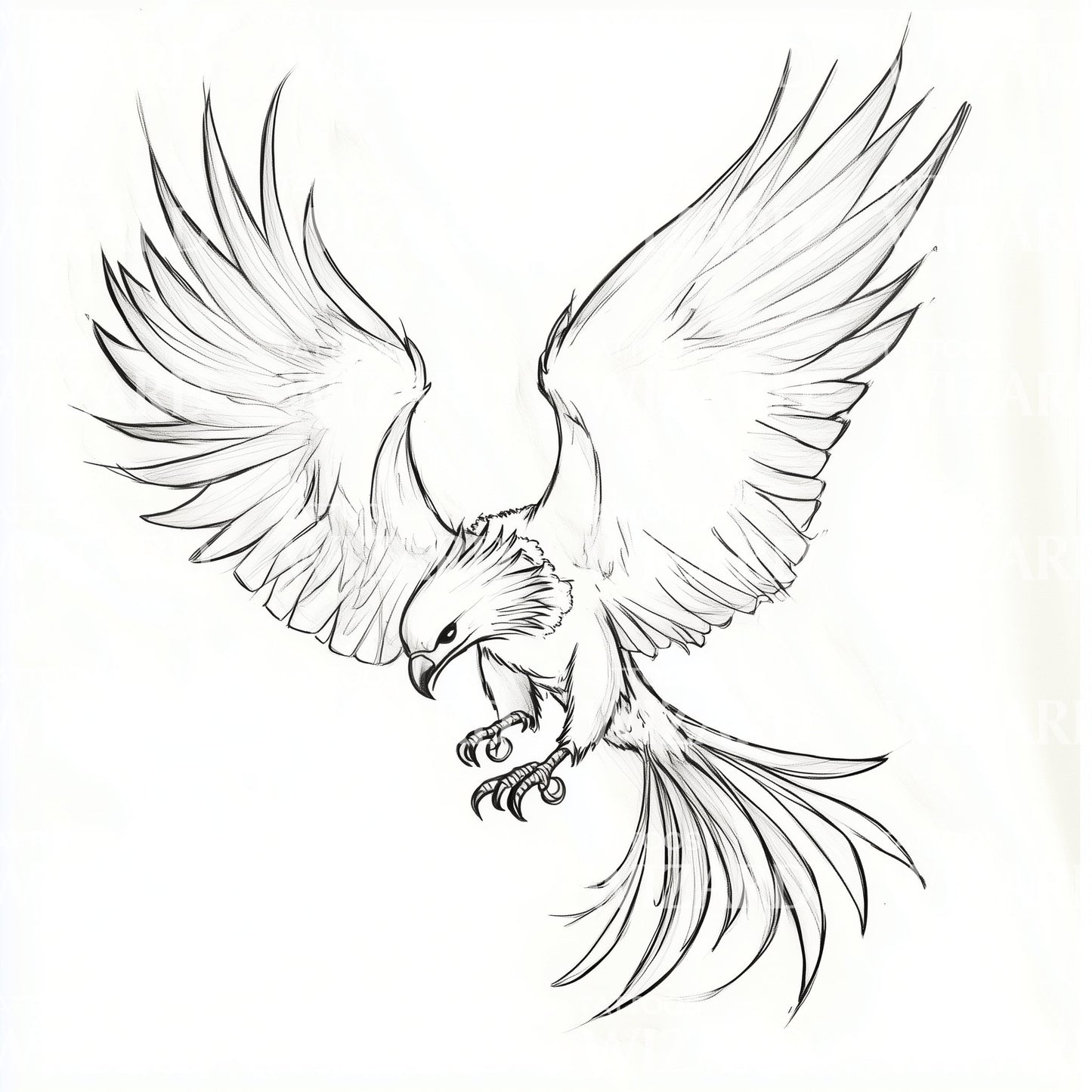 Soaring Thunderbird Tattoo Sketch Design