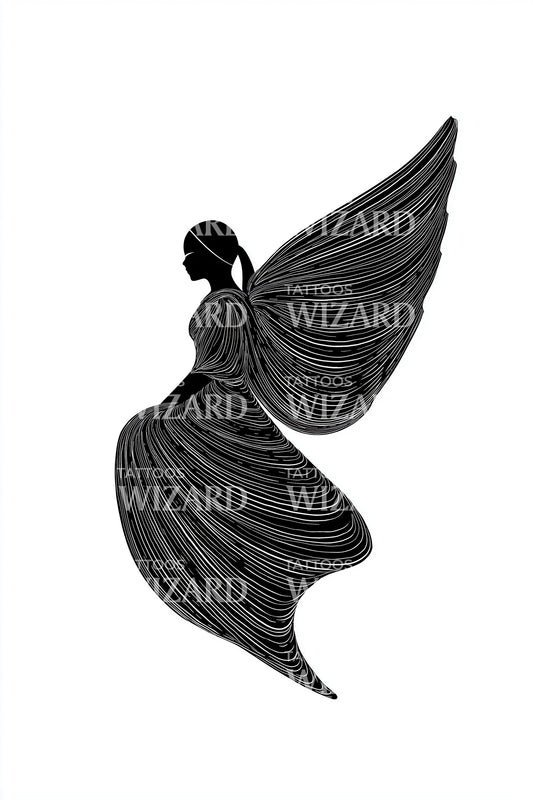 Soaring Winged Angel Tattoo Design