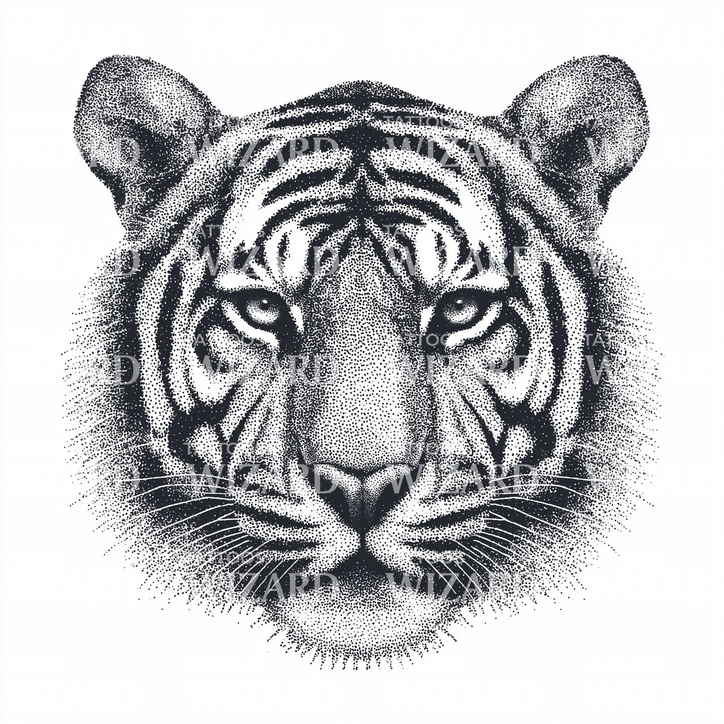 Soft Dotwork Tiger Tattoo Illustration