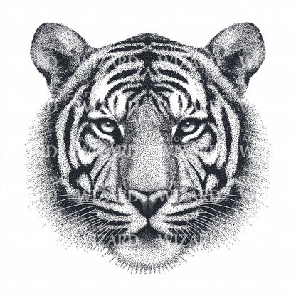Soft Dotwork Tiger Tattoo Illustration