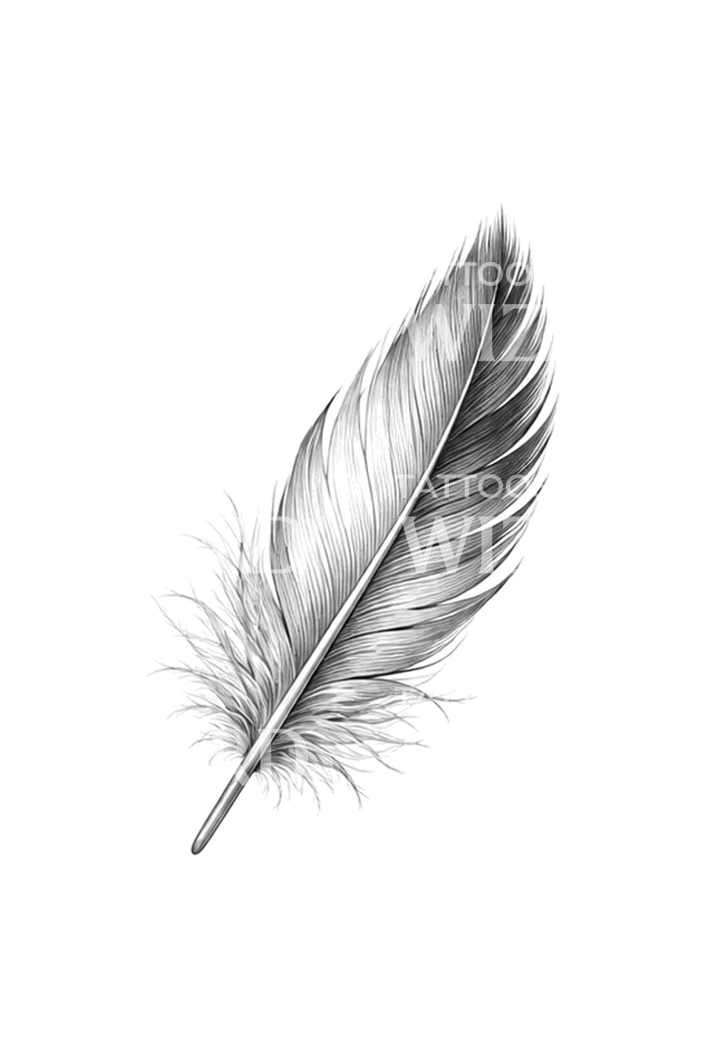 Soft Down Feather Microrealism Tattoo Design