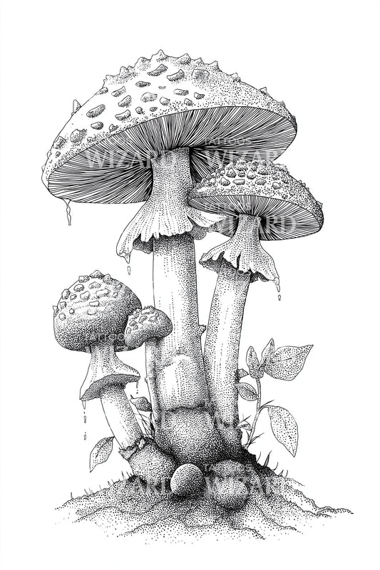 Soft Meadow Mushrooms Tattoo Design