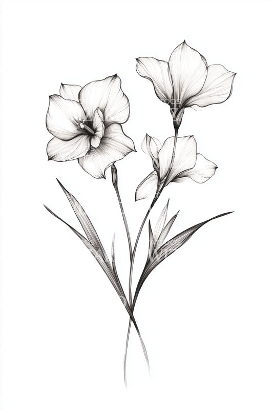 Soft Petal Duo Tattoo Illustration