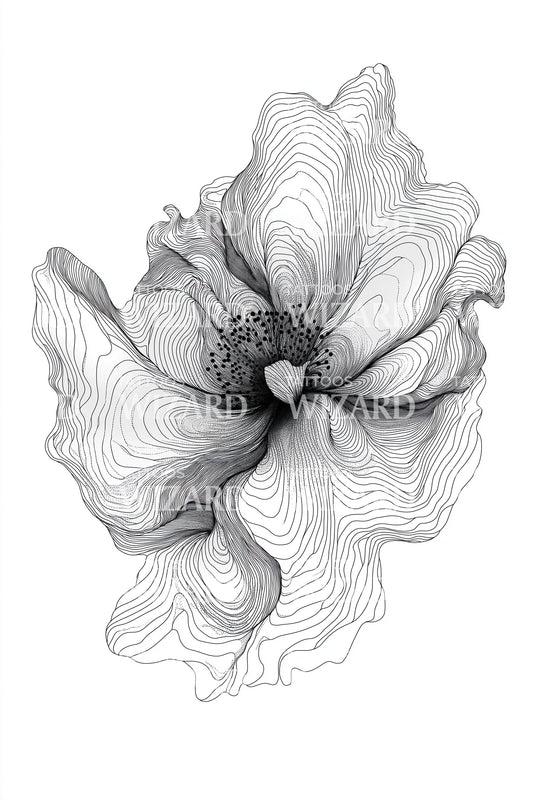 柔软花瓣素描纹身设计