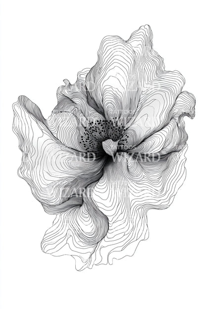 柔软花瓣素描纹身设计