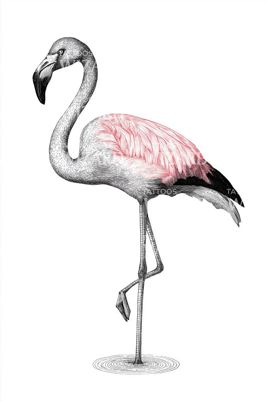 Soft Pink Flamingo Tattoo Illustration