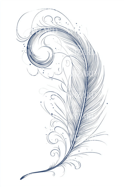Desenho de Tatuagem de Pena Macia Quill