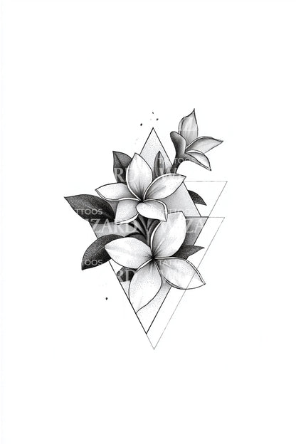 柔和阴影茉莉花纹身设计