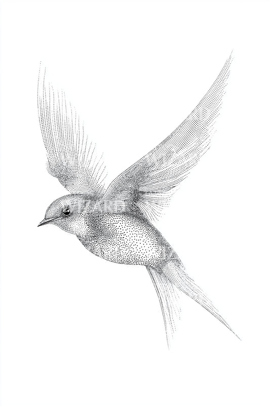 Soft Swallow Glide Tattoo Design