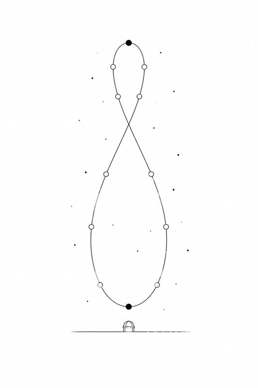 Diseño de tatuaje del recorrido anual del analema solar