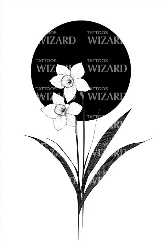 Solar Disc Daffodil Tattoo Design