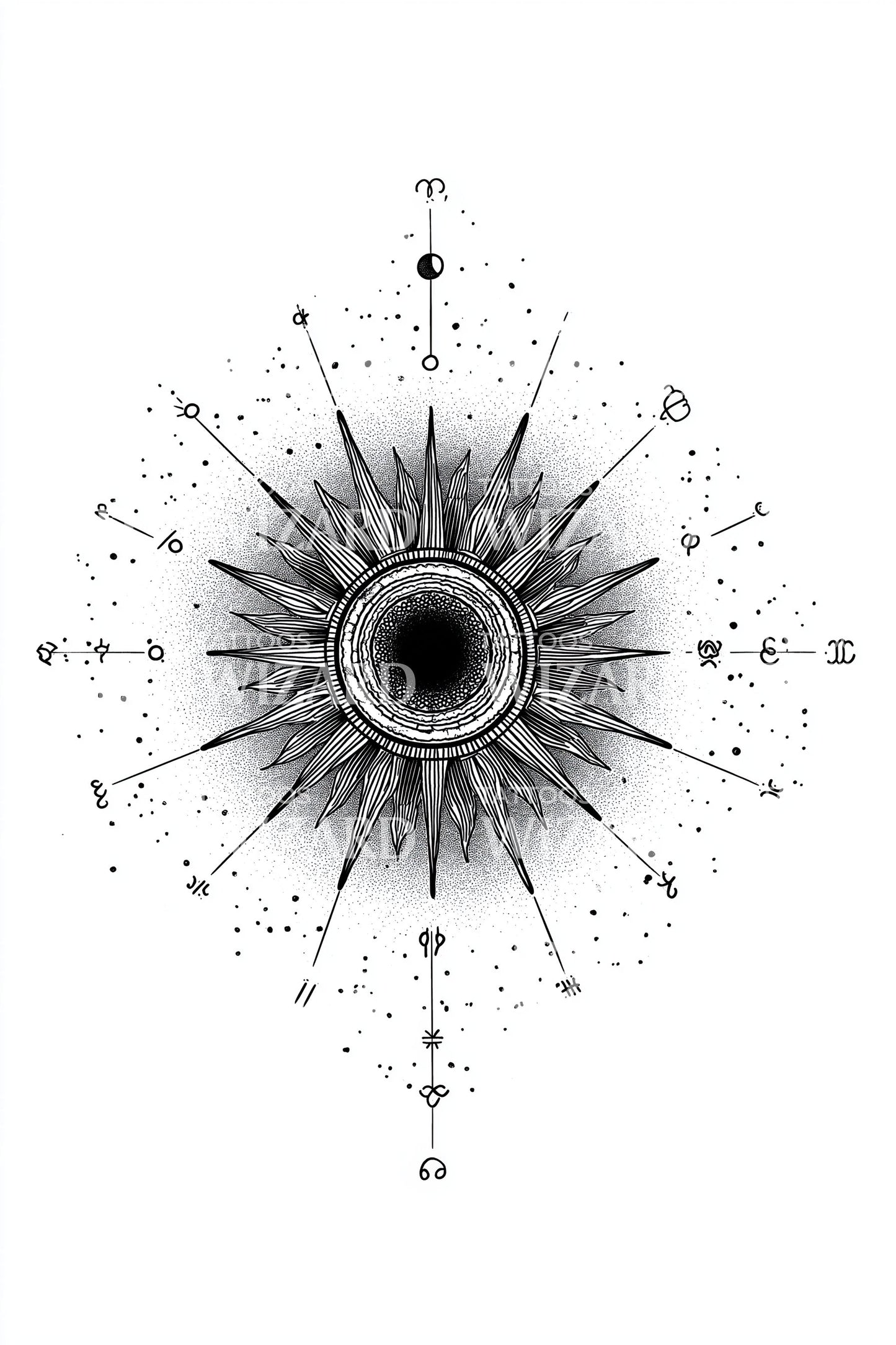 Solar Halo Mandala Tattoo Design