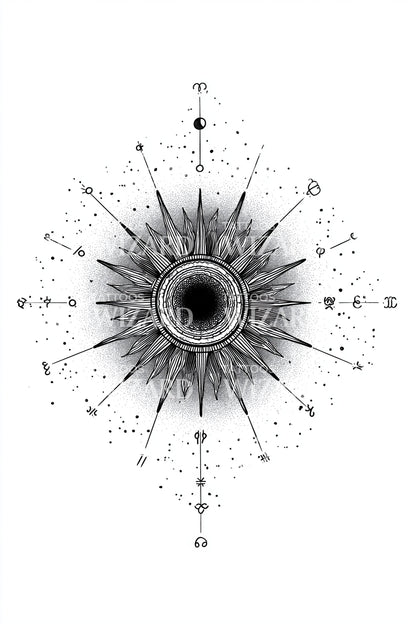 Solar Halo Mandala Tattoo Design