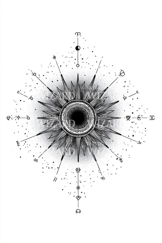 Solar Halo Mandala Tattoo Design
