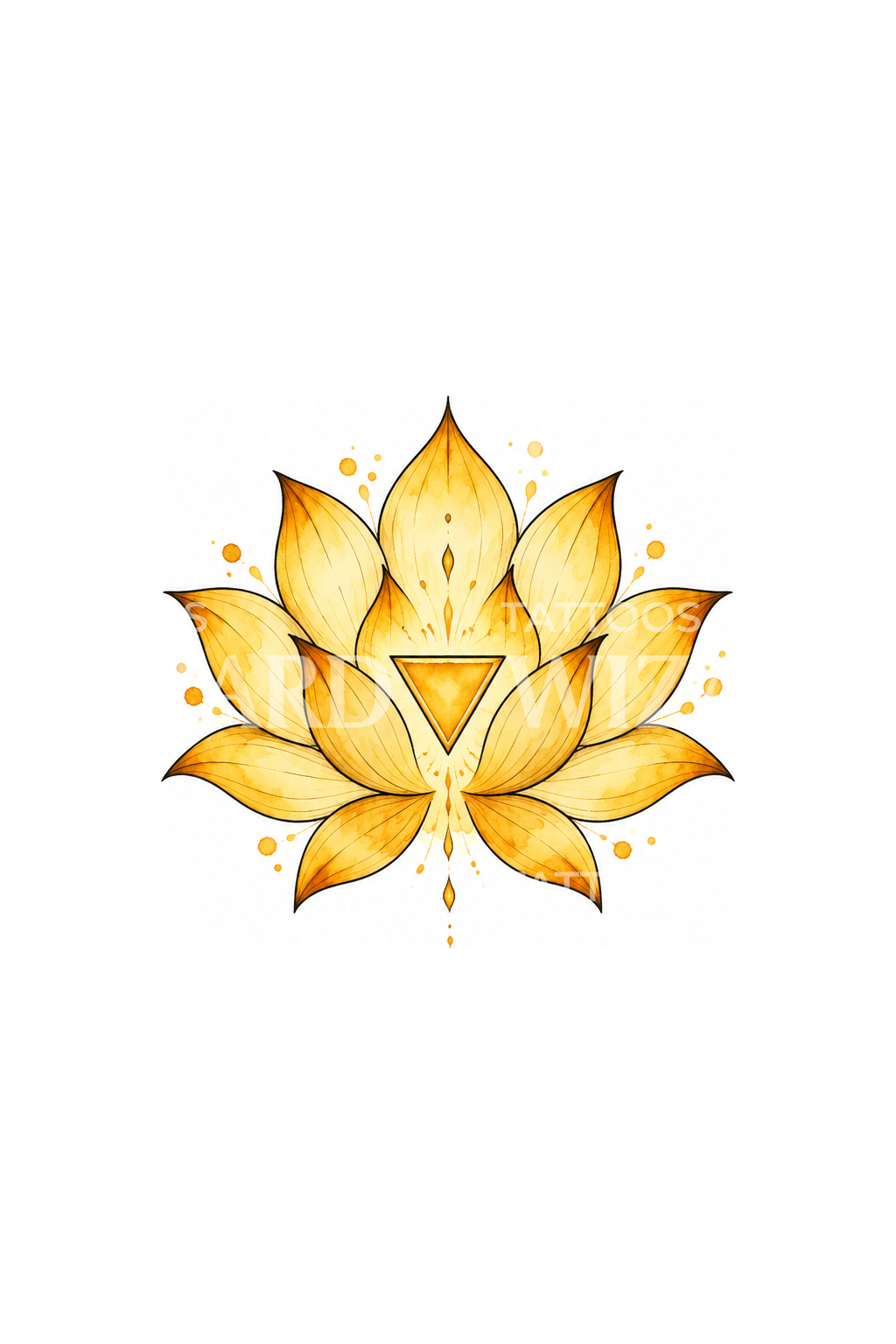 Solar Plexus Chakra Gold Lotus Watercolor Tattoo – Tattoos Wizard Designs
