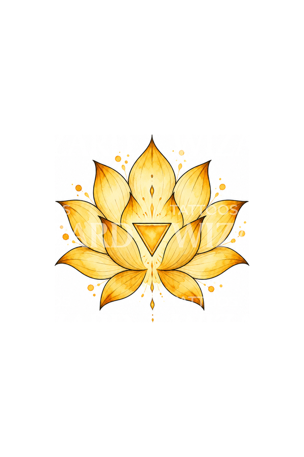 Solar Plexus Chakra Gold Lotus Watercolor Tattoo – Tattoos Wizard Designs