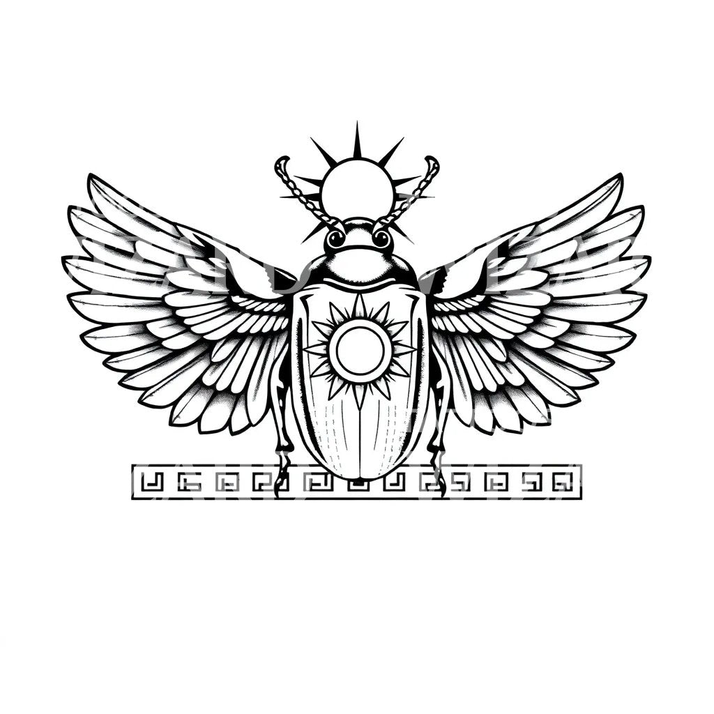 Solar Scarab Wing Tattoo Design