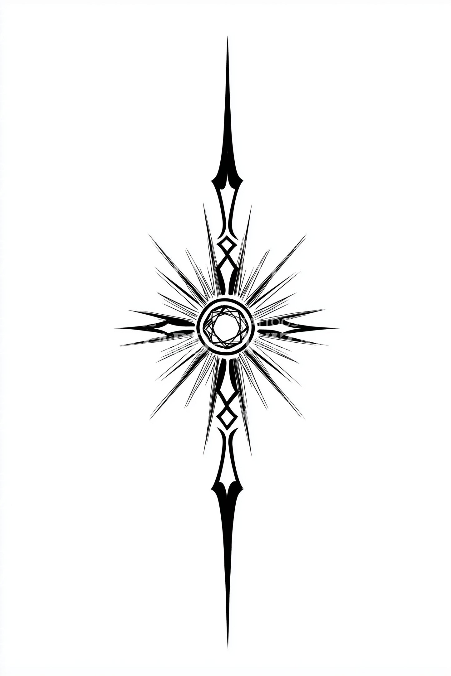 Solar Spear Medallion Tattoo Design