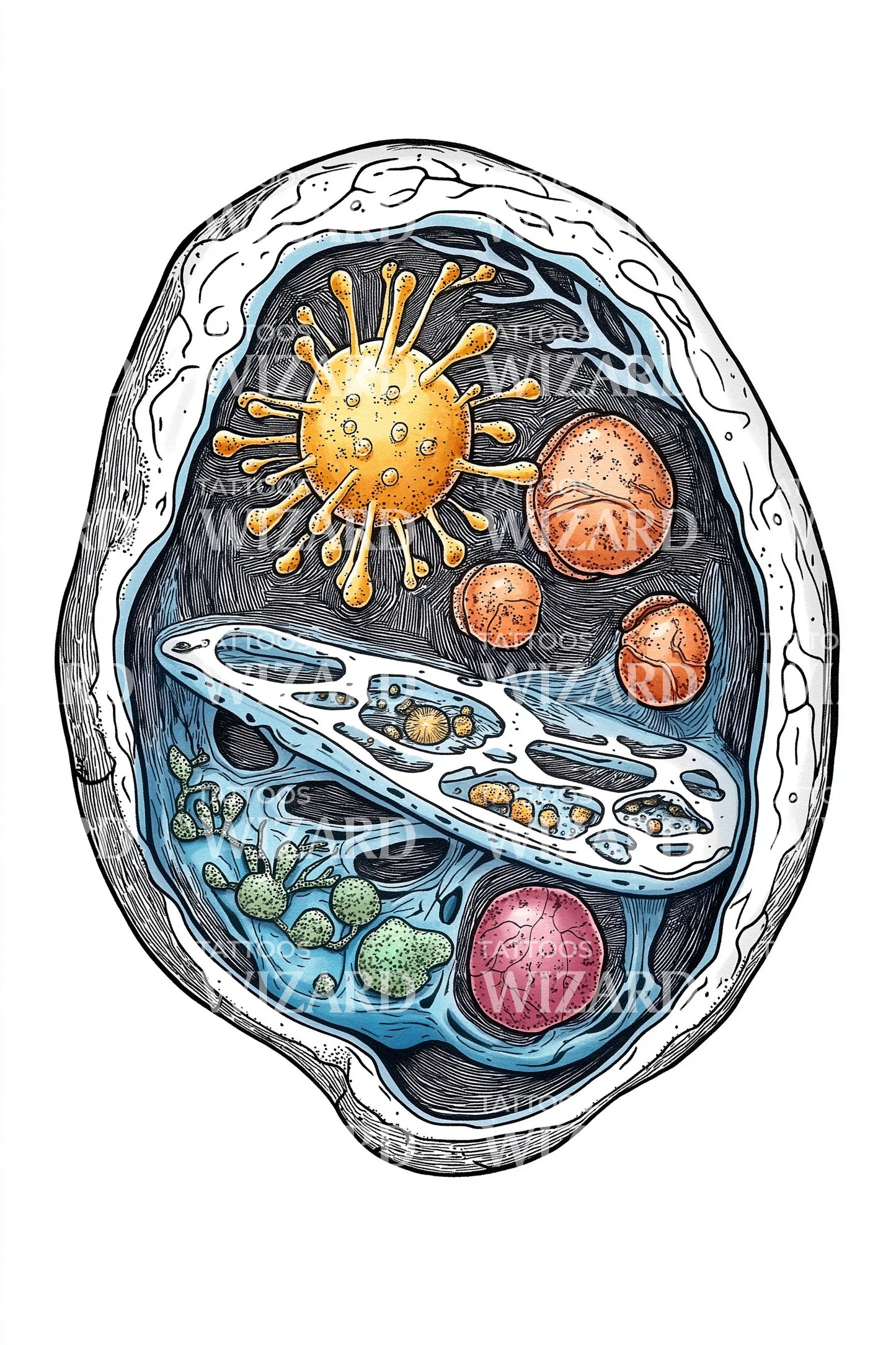 Solar System Cell Tattoo Illustration